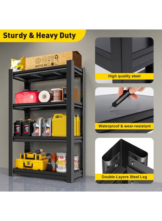 Solerconm Heavy Duty Shelving Units Metal Storage Rack Garage Shelves for Tools and Kitchen Items Adjustable Shelf for Garage Warehouse Pantry Closet Kitchen (Black, 47.6" H x23.6 W x 11.8" D) - Image 2
